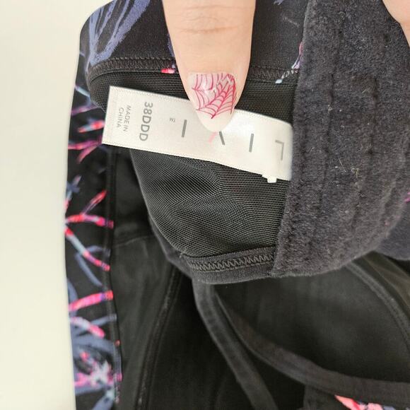 LIVI Pullover Sports Bra 38DDD Black Grey Pink‎ Strappy Back - Picture 4 of 6